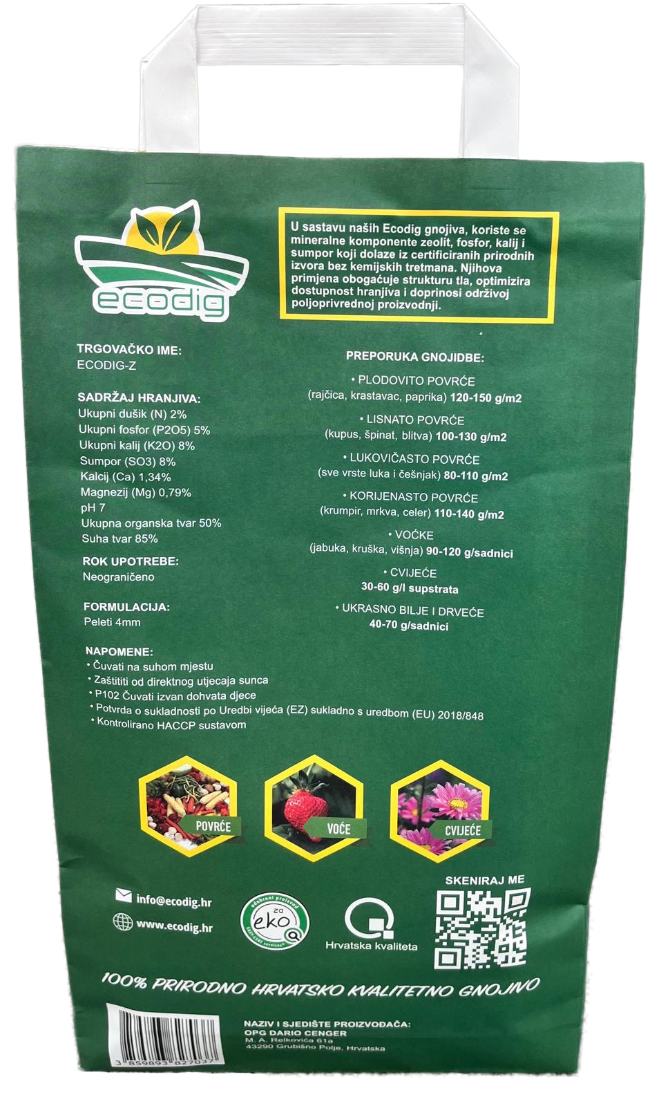 Ecodig ekološko gnojilo zadnja stran